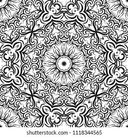 Decorative wallpaper for interior design. Modern geometric floral ornament. Seamless vector illustration.
