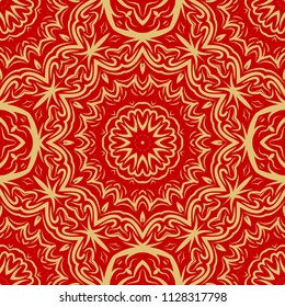 Decorative wallpaper for interior design. Modern geometric floral ornament. Seamless vector illustration.