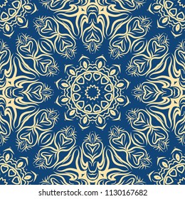 Decorative wallpaper for interior design. Modern geometric floral ornament. Seamless vector illustration.
