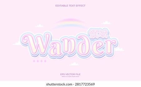 decorative wander realm editable text effect design japanese text means realm