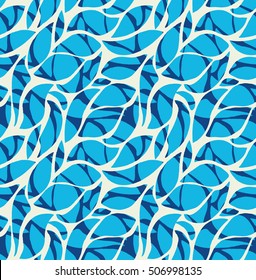 Decorative Water surface. Overlapping waves. Tracery Abstract seamless pattern. Winter colors. Wavy texture.