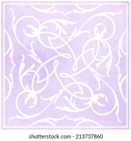 Decorative watercolor background with ornament pattern