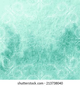 Decorative watercolor background with ornament pattern