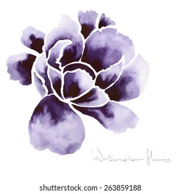 Decorative watercolor isolated flower for your design