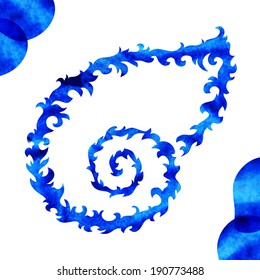 decorative watercolor seashell, design element