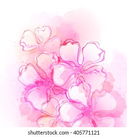 Decorative watercolor spring flower. Vector illustration EPS10