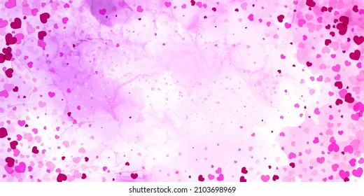 Decorative watercolour hearts banner for Valentines Day