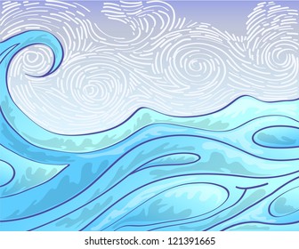 decorative wave hand draw