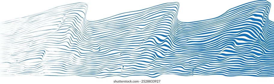 Decorative wave of lines . Asian style waves. Abstract flow linear fluid design element .Zigzag waves. Wavy Music sounds lines. Wavy ornament design.Line art in Chinese style .Vector