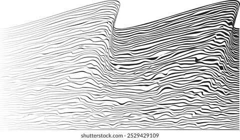 Decorative wave of lines . Asian style waves. Abstract flow linear fluid design element .Zigzag waves. Wavy Music sounds lines. Wavy ornament design.Line art in Chinese style .Vector