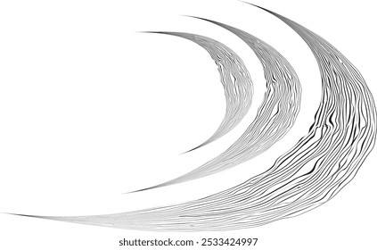 Decorative wave of lines . Asian style waves. Abstract flow linear fluid design element .Zigzag waves. Wavy Music sounds lines. Wavy ornament design.Line art in Chinese style .Vector