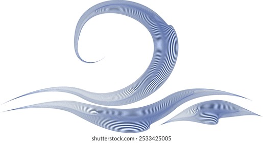 Decorative wave of lines . Asian style waves. Abstract flow linear fluid design element .Zigzag waves. Wavy Music sounds lines. Wavy ornament design.Line art in Chinese style .Vector