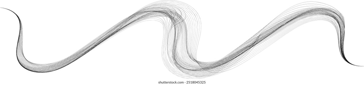 Dekorative Linienwelle . Verschlungene einzeilige Wellen. Abstrakter Fluss lineares Fluid Design Element .Zigzag Wellen. Wavy Music klingt Linien. Wavy Ornament design.Line art .Vector 