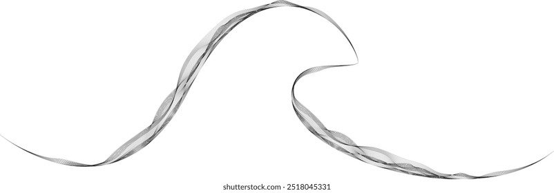 Decorative wave of lines . Intertwined one lines waves. Abstract flow linear fluid design element .Zigzag waves. Wavy Music sounds lines. Wavy ornament design.Line art .Vector 