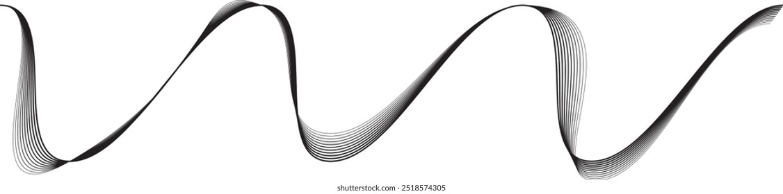 Decorative wave of lines . Intertwined one lines waves. Abstract flow linear fluid design element .Zigzag waves. Wavy Music sounds lines. Squiggle stroke . Ornament design.Line art .Vector 