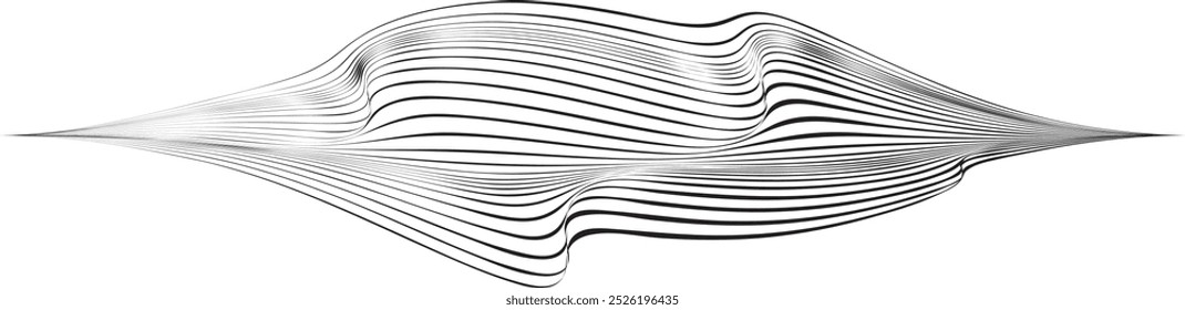 Onda decorativa de linhas . Ondas entrelaçadas de uma linha. Abstrato fluxo linear fluido projeto elemento .Zigzag ondas. Música Ondulada soa linhas. Design de ornamento ondulado.Arte em linha .Vetor 