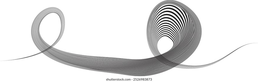 Decorative wave of lines . Intertwined one lines waves. Abstract flow linear fluid design element .Zigzag waves. Wavy Music sounds lines. Wavy ornament design.Line art .Vector