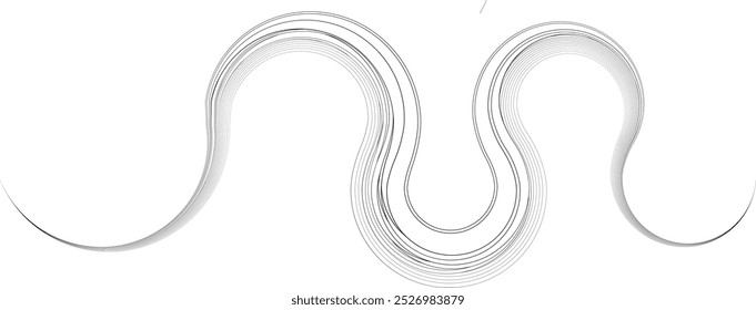 Decorative wave of lines . Intertwined one lines waves. Abstract flow linear fluid design element .Zigzag waves. Wavy Music sounds lines. Wavy ornament design.Line art .Vector