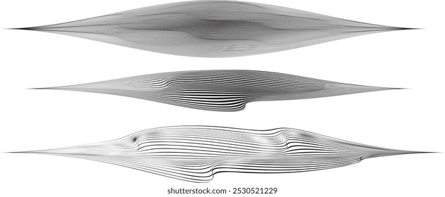 Decorative wave of lines . Intertwined one lines waves. Abstract flow linear fluid design element .Zigzag waves. Wavy Music sounds lines. Wavy ornament design.Line art .Vector
