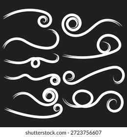 Vetor de conjunto decorativo de pincel de onda e espiral