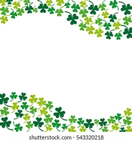 decorative waves frame with clovers icon over white background. colorful design. vector illustration 