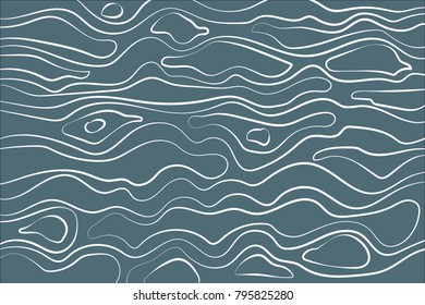 Decorative waves pattern. Dark blue and white zigzag texture with curvy lines for background, vector illustration