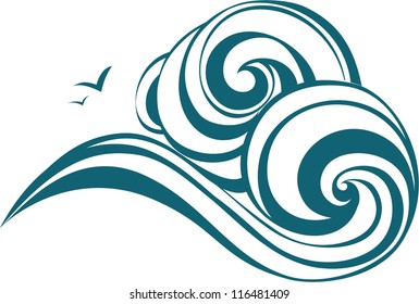 Decorative waves. Sea ornament