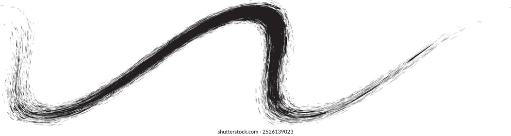 Decorative wavy line . Brush stroke waves. Abstract flow linear fluid design element .Zigzag wave. Wavy Music sounds lines. Squiggle brush stroke . Ornament design.Line art .Brush paint Vector 