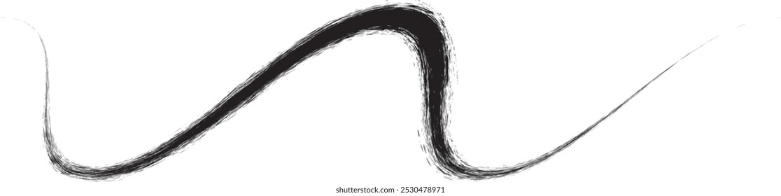 Dekorative wellenförmige Linie. Pinsel Schlagwellen. Abstrakter Fluss lineares Fluid Design Element .Zigzag Welle. Wavy Music klingt Linien. Pinselstrich ausdrücken. Ornament design.Line art .Pinsel Farbe Vektor 