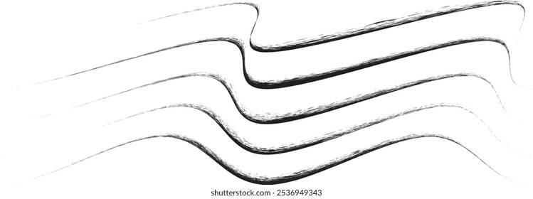 Decorative wavy line . Brush stroke waves. Abstract flow linear fluid design element .Zigzag wave. Wavy Music sounds lines. Squiggle brush stroke . Ornament design.Line art .Brush paint Vector 