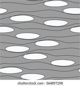 Decorative wavy pattern, ellipse, seamless vector background.