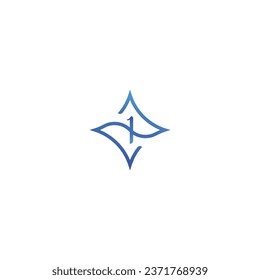 Decorative wavy shape with number one
