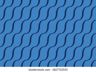 Decorative wavy striped pattern on blue background.Vector design for fashion prints and backgrounds. EPS10 Illustration.