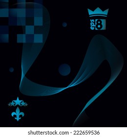 Decorative wavy template, vector background with silky textile curves, dark motif 3d abstract backdrop.