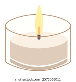 Decorative wax candle. Home decor, aromatherapy, burning aromatic candle. Flat vector illustration.