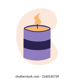 Decorative wax candles for relax and spa. Flat vector illustration in trendy colors, isolated on white background.