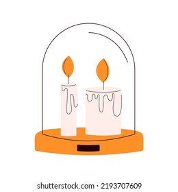 Decorative wax candles vector flat illustration. Magic home decoration.