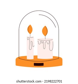 Decorative wax candles vector flat Illustration. Halloween decoration. Magical elements.