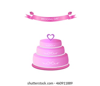 Decorative wedding cake for invitation and greeting card, cake for wedding day