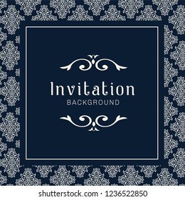 Decorative Wedding invitation cards  or Card template with baroque style blue and beige. Luxury postcard for Wedding, Bridal, Valentine's day, greeting cards, Birthday Invitations