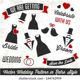 Decorative Wedding Pattern in Retro Style