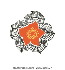 Decorative whimsical hand drawn flower. Vector isolated on white background.