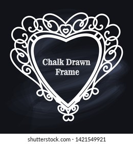 Decorative white chalk frame on the blackboard