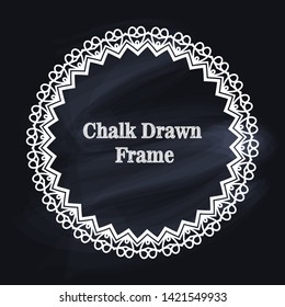 Decorative white chalk frame on the blackboard
