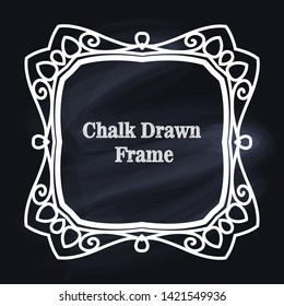 Decorative white chalk frame on the blackboard