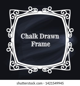 Decorative white chalk frame on the blackboard