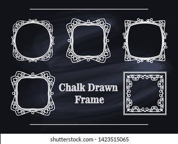 Decorative white chalk frame on the blackboard