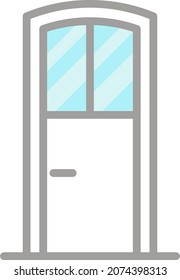 Puerta blanca decorativa, ilustración, vector, sobre un fondo blanco.