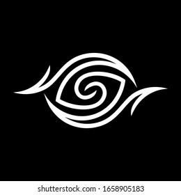 Decorative white eye on a black background in vector EPS8