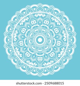 Decorative White Floral Mandala Design. Ornament Vector Illustration with Background.